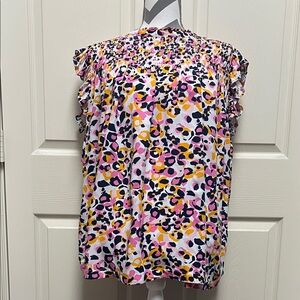 Crown & Ivy Pink and Yellow Patterned Blouse
